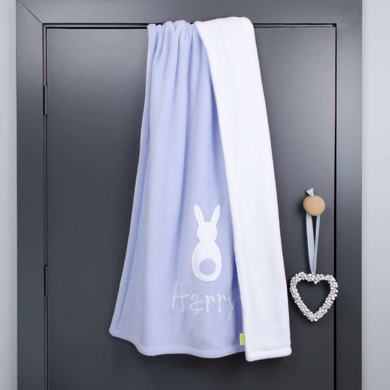 Bunny Personalised Baby Blanket - Blue