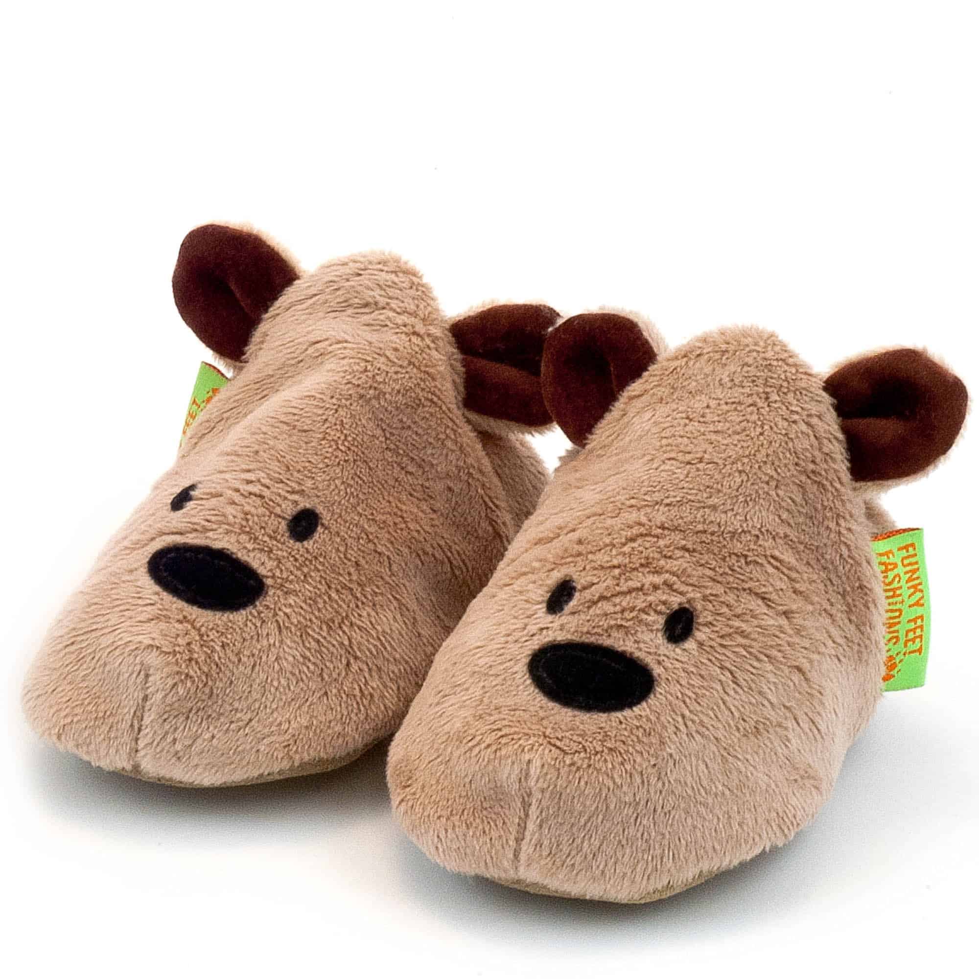 Side detail of Brown Bear Soft Baby Shoes by Funky Feet Fashions