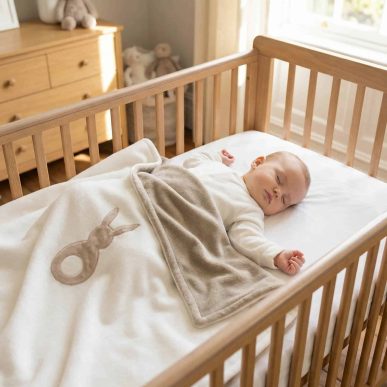 Cream Bunny Personalised Baby Blanket