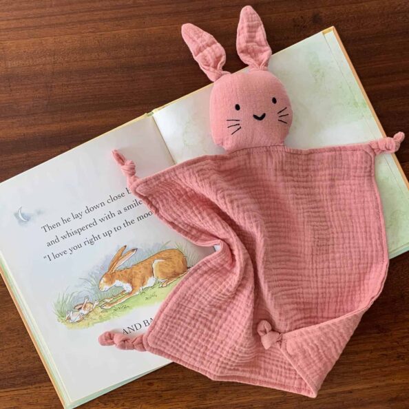 Dusky Pink Organic Cotton Muslin Baby Comforter