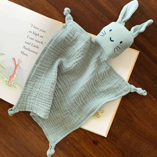 Sage Green Organic Cotton Muslin Baby Comforter