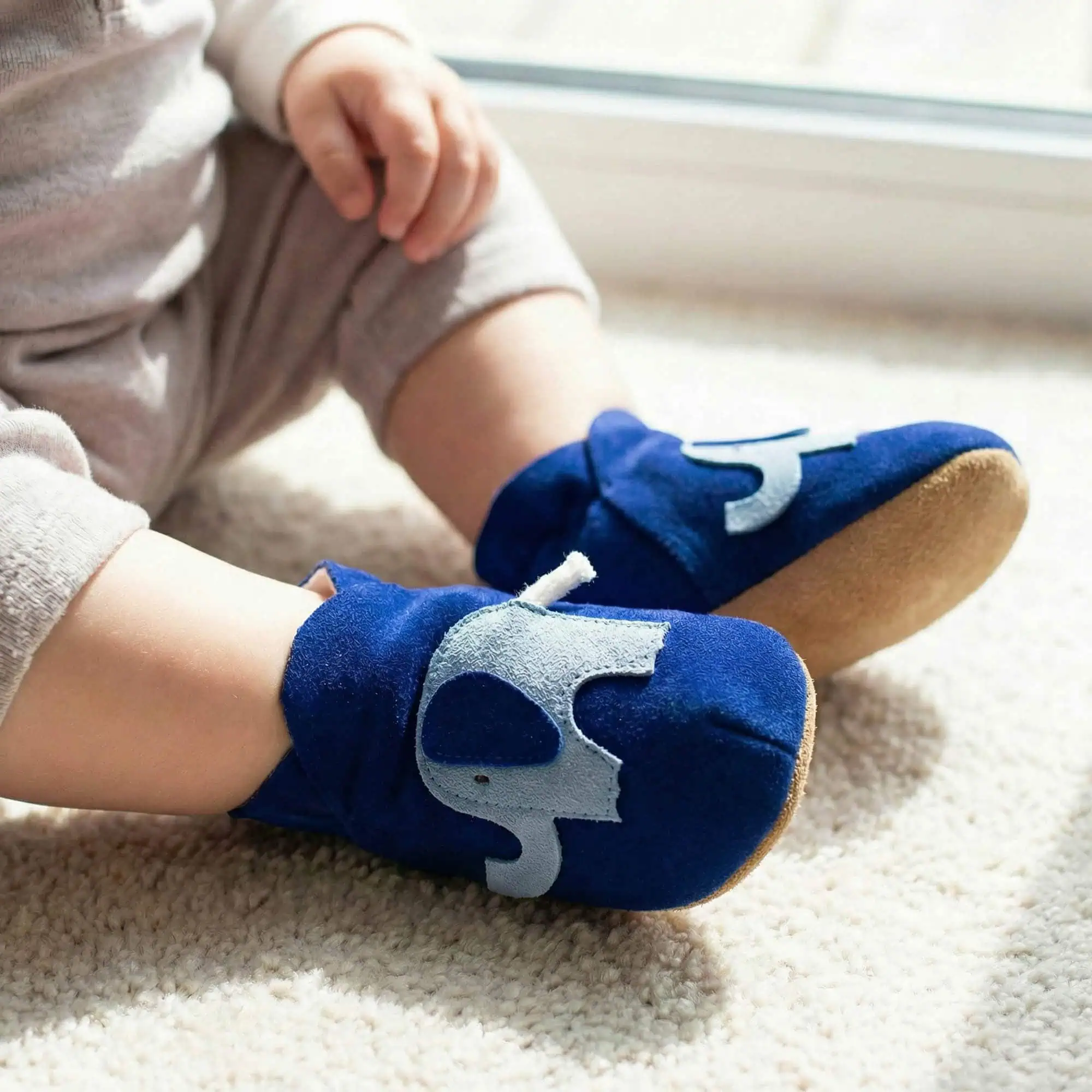Elephant Baby Booties and Slippers - Blue